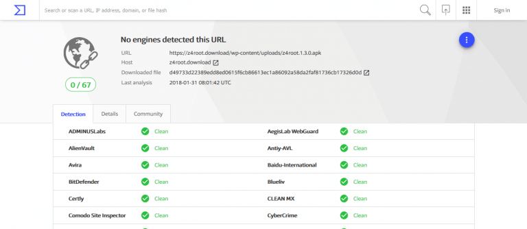 Z4Root apk malware scan 